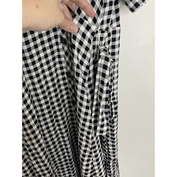NWT Ann Taylor Black And White Checkered Dress Button Front Puff Sleeve Size 12 - Picture 4 of 6